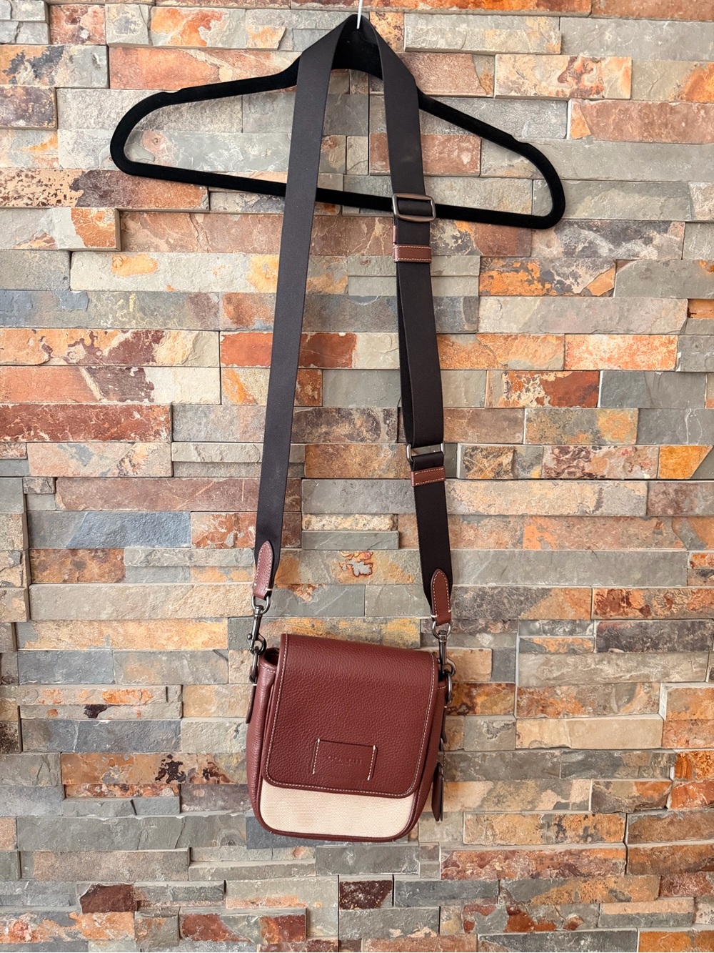 Coach Men's Crossbody Bag in Brown and Cream